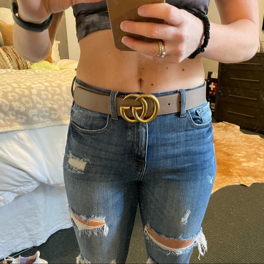 Gucci Leather Belt with Double G Buckle